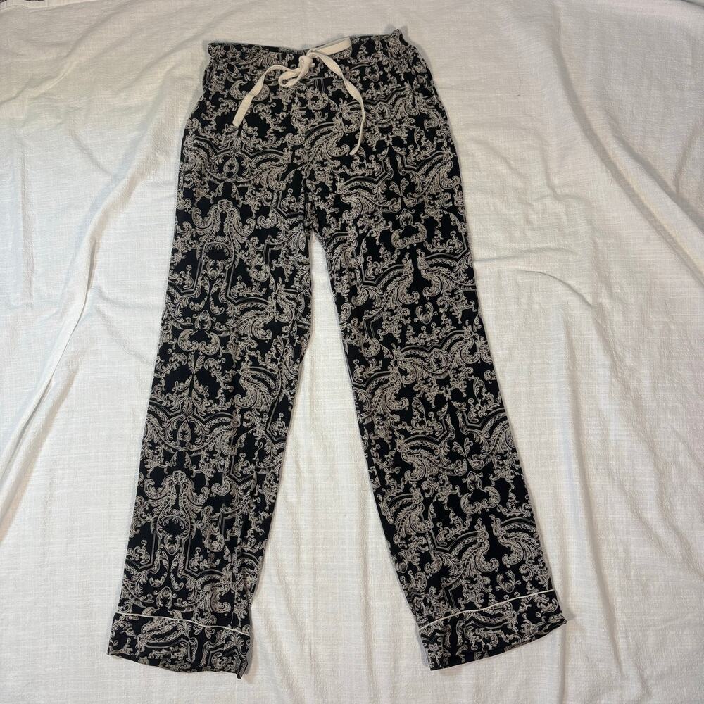 Soma Women’s M Regular Black White Paisley Pajama Pants Drawstring Pockets